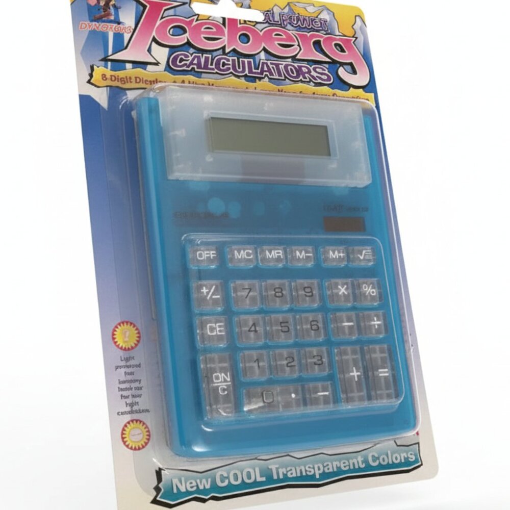 LeWorld On The Go Iceberg Blue Electronic Calculator Dual Power New